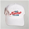 White baseball cap with embroidered “No Ketchup Club” logo in red and blue.