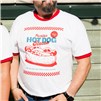 White ringer T-shirt with red trim and “Portillo's Hot Dog Season” graphic featuring a hot dog.