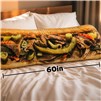 Italian beef body pillow displayed on a bed with 60 inch width 