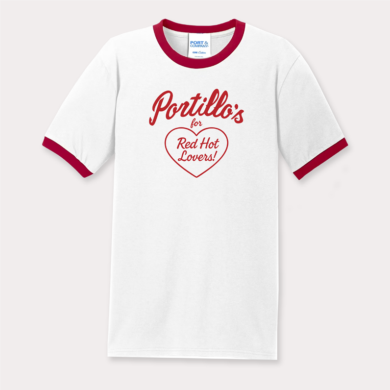 Portillo's Valentine's Day White and Red T-Shirt Male