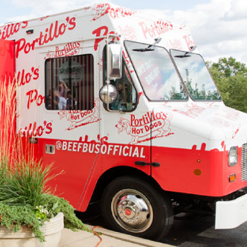 front view of beef bus food truck